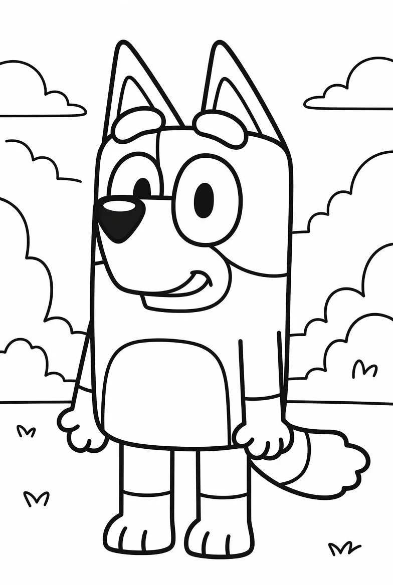 Bluey Linda, página para colorear imprimible para niños