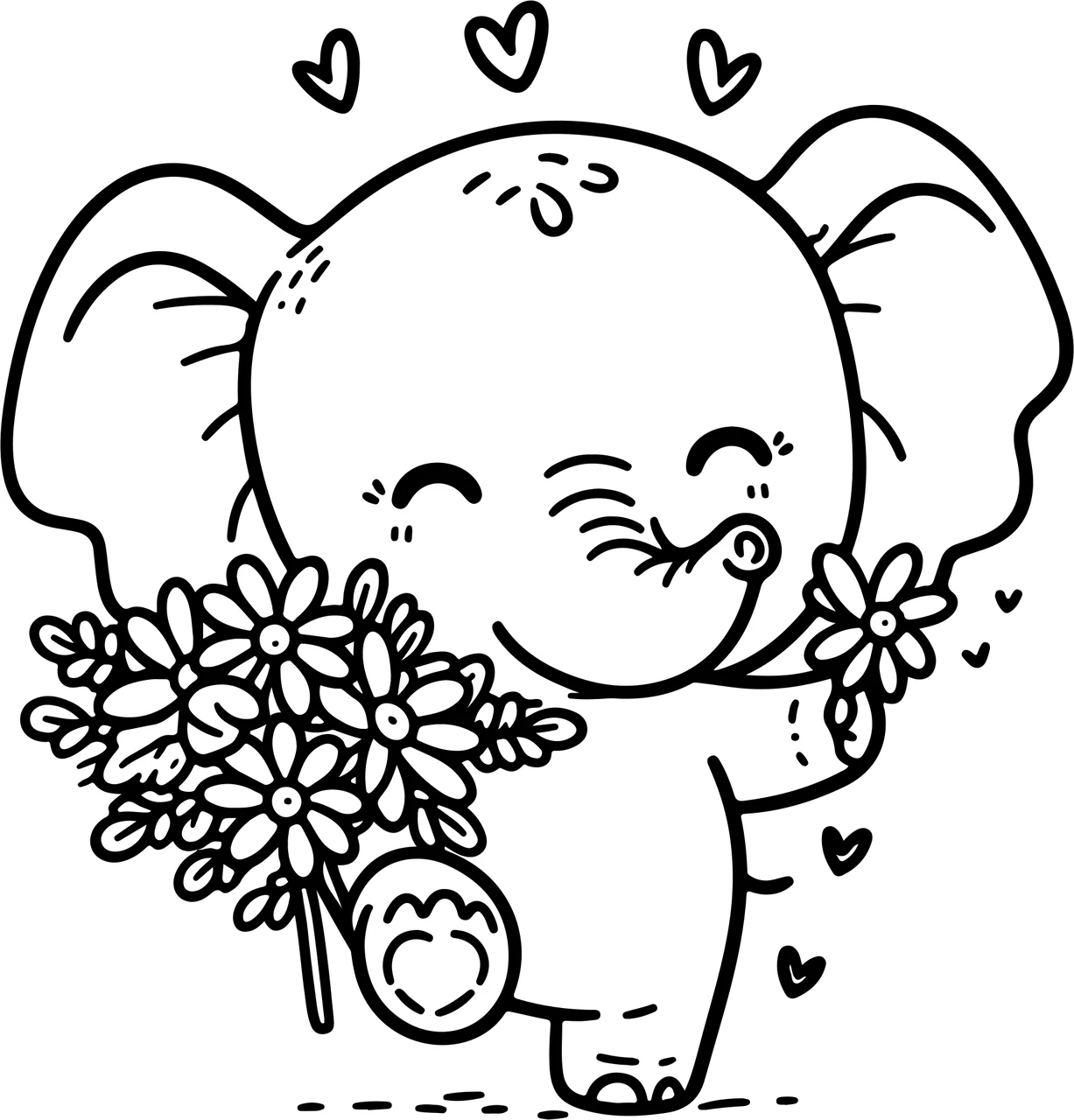 Cute Elephant, דף צביעה להדפסה לילדים