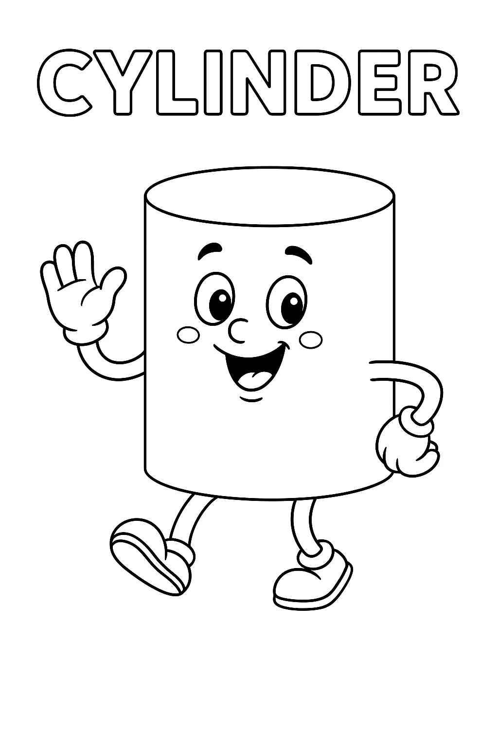 Cylinder 3D Shape, דף צביעה להדפסה לילדים