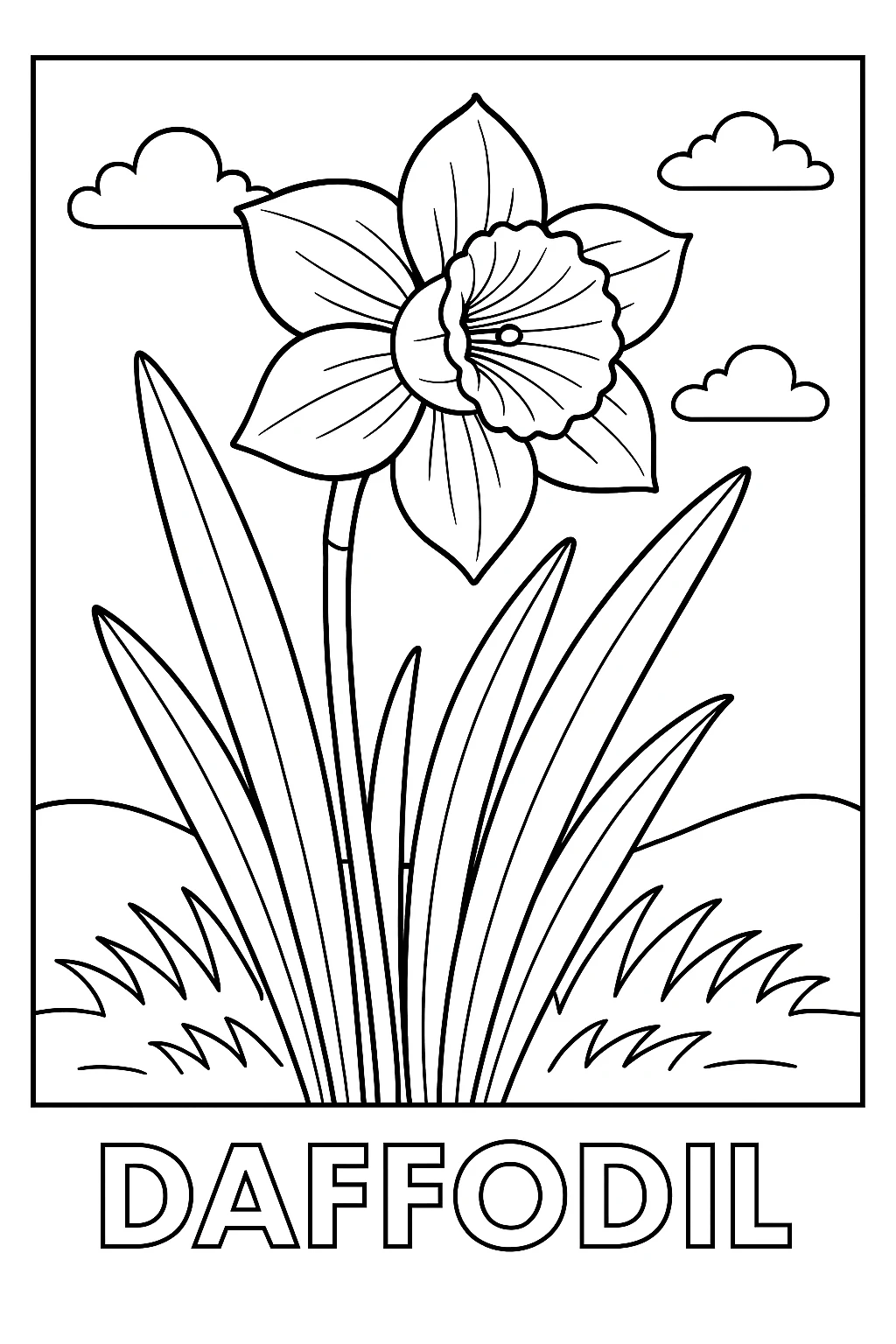 Daffodil, דף צביעה להדפסה לילדים