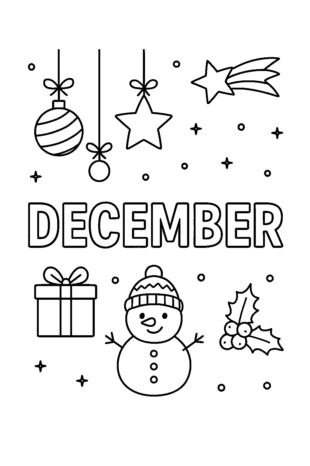 December, דף צביעה להדפסה לילדים