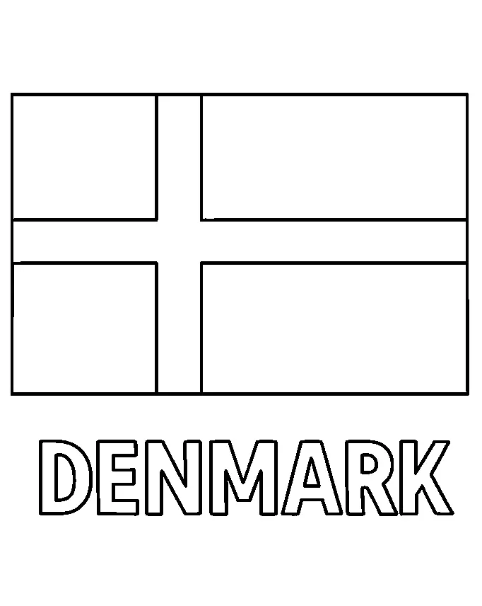 Denmark Flag, דף צביעה להדפסה לילדים