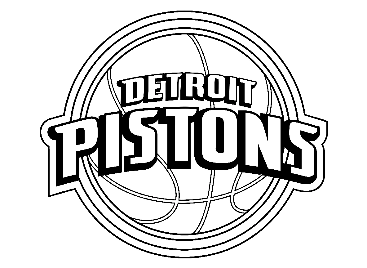 Página para Colorear del Logo de Detroit Pistons, página para colorear imprimible para niños