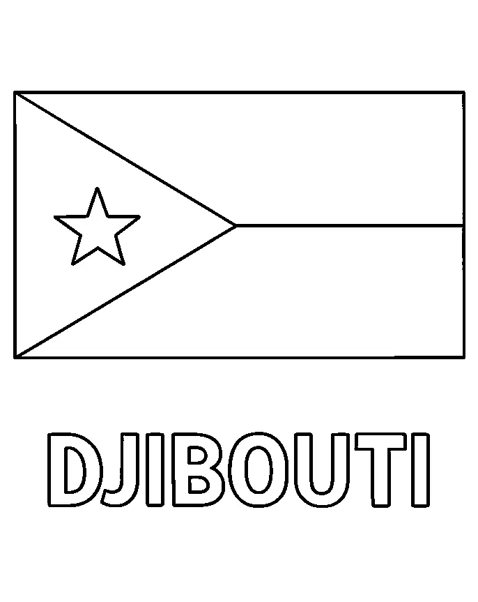 Djibouti Flag, דף צביעה להדפסה לילדים