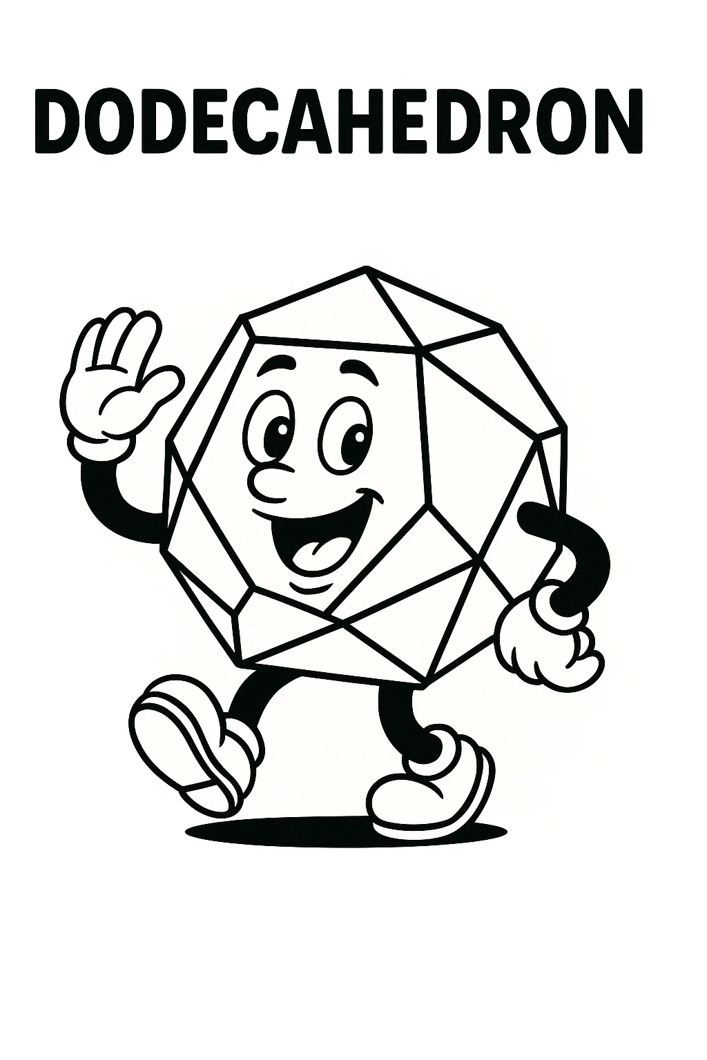 Dodecahedron 3D Shape, דף צביעה להדפסה לילדים