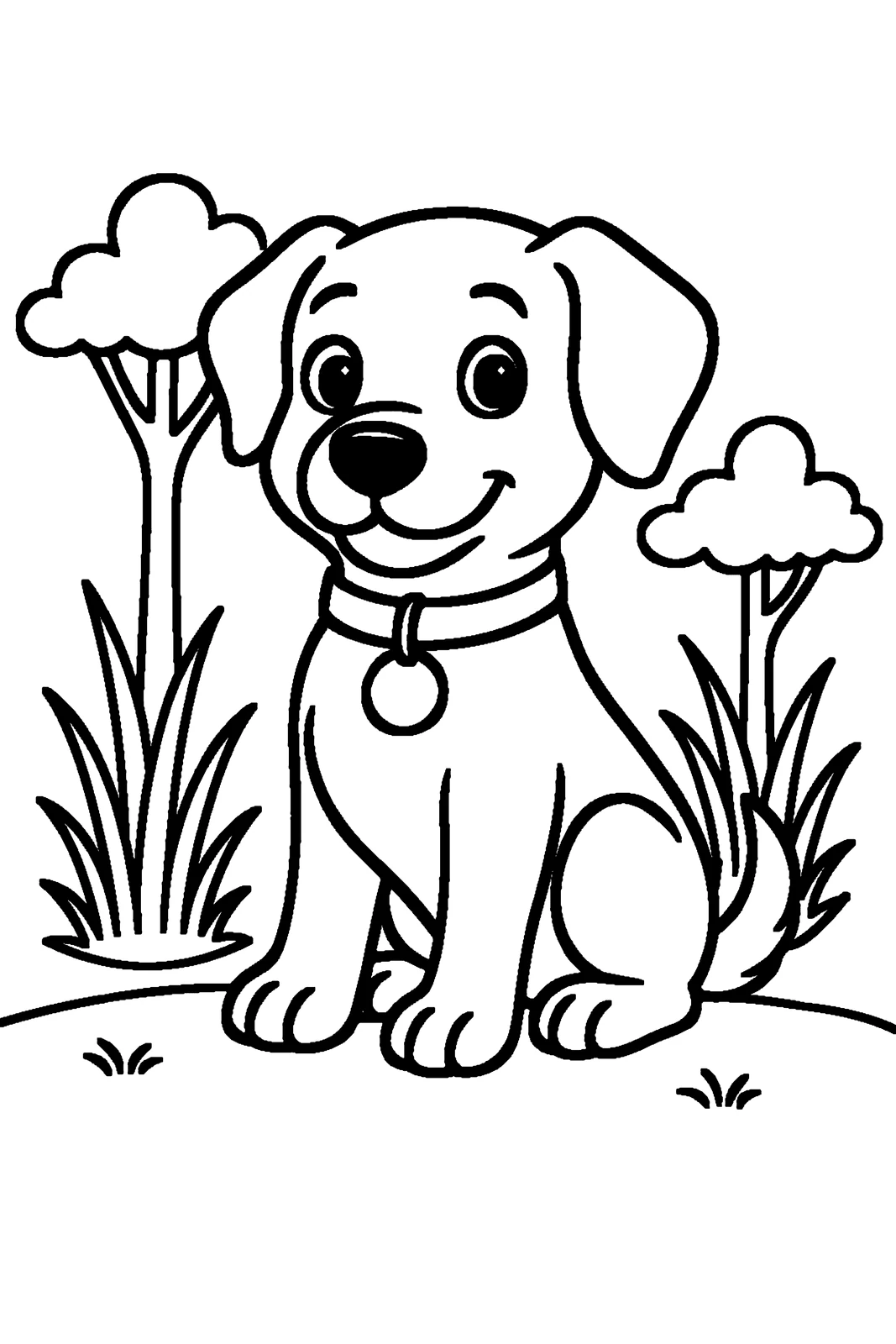 Dog, דף צביעה להדפסה לילדים
