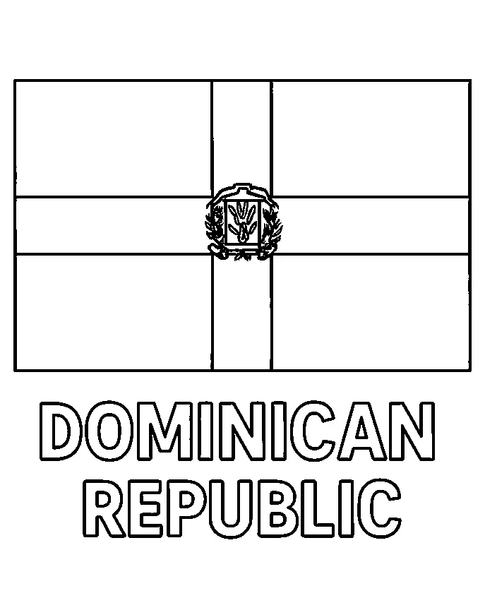 Dominican Republic Flag, דף צביעה להדפסה לילדים
