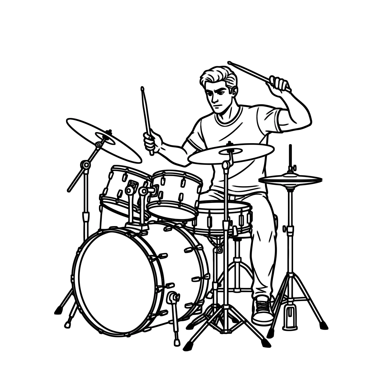 Drummer, página para colorear imprimible para niños