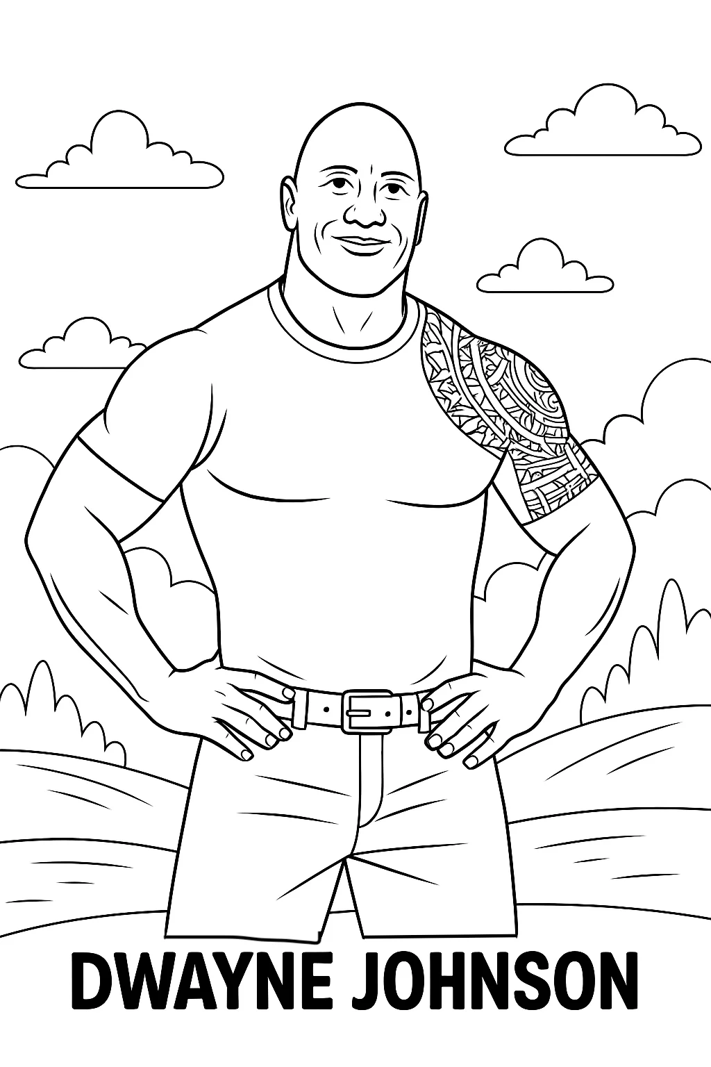 Dwayne 'The Rock' Johnson, דף צביעה להדפסה לילדים