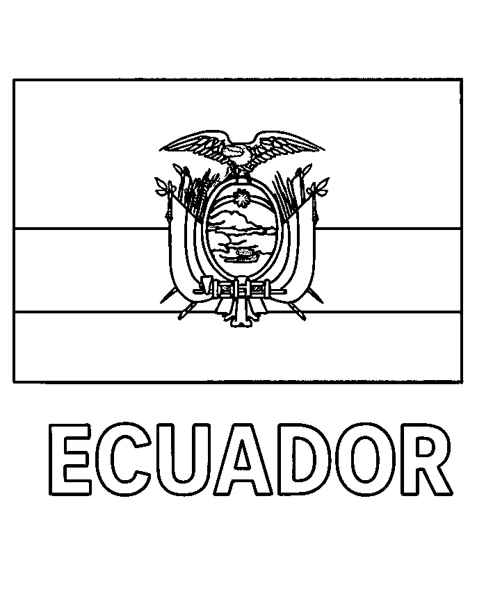 Bandera de Ecuador, página para colorear imprimible para niños