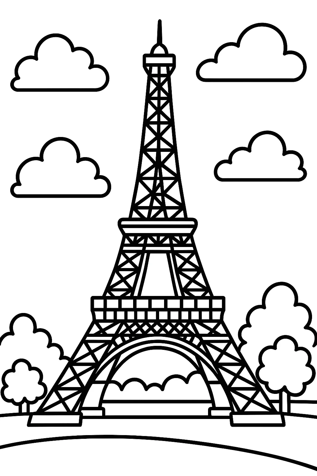 Eiffel Tower, דף צביעה להדפסה לילדים
