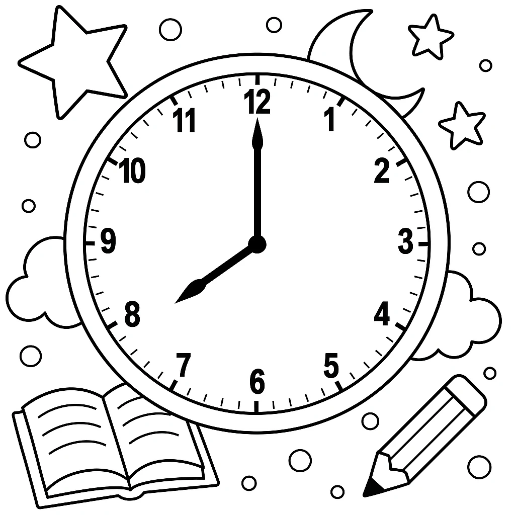 Eight O'Clock, דף צביעה להדפסה לילדים