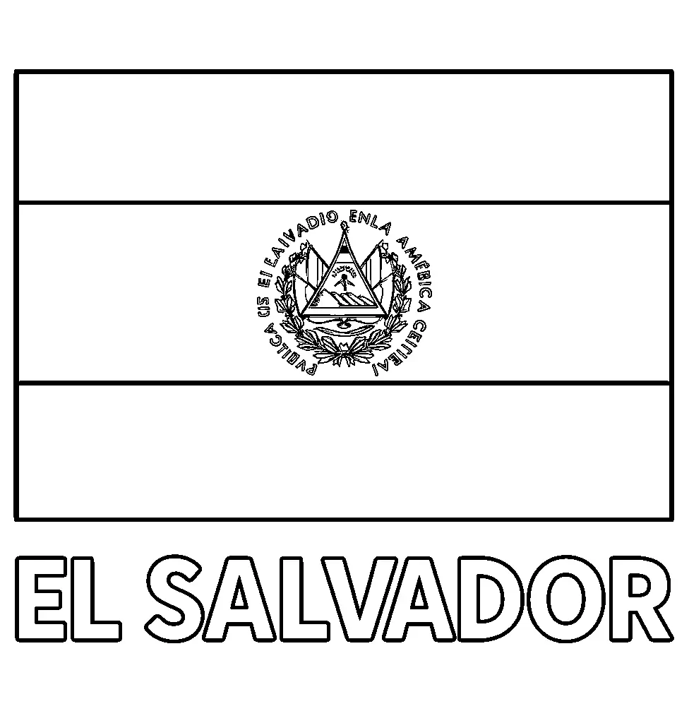 Bandera de El Salvador, página para colorear imprimible para niños
