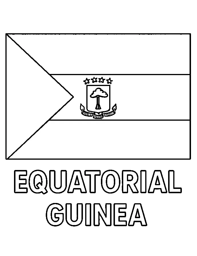 Bandera de Guinea Ecuatorial, página para colorear imprimible para niños