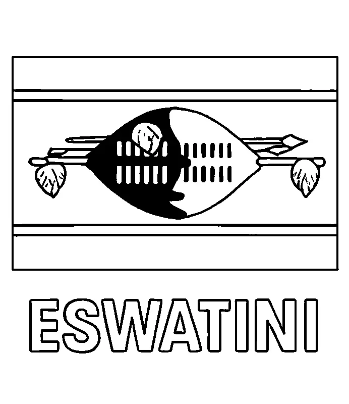 Eswatini Flag, דף צביעה להדפסה לילדים