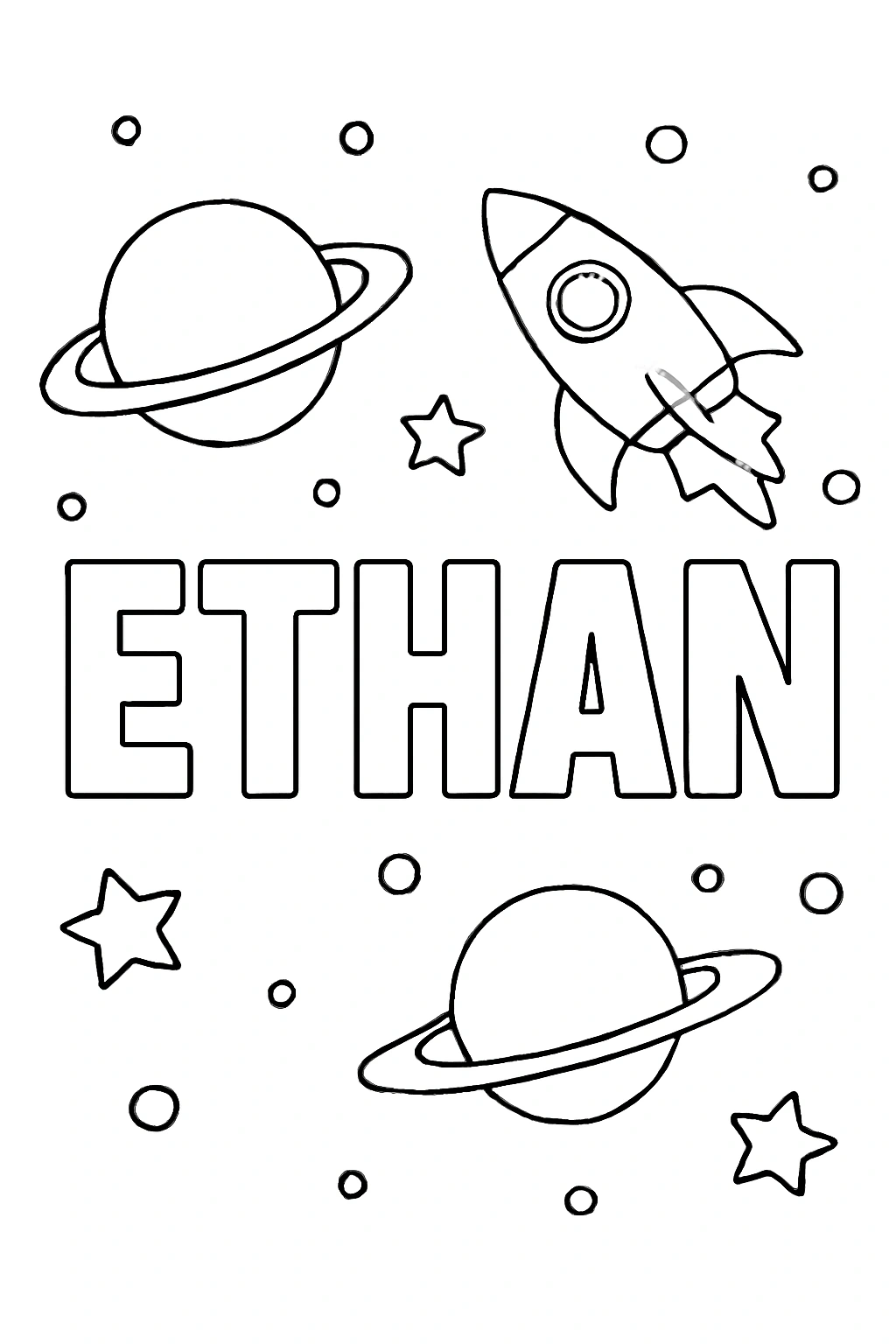 Página para Colorear con el Nombre Ethan, página para colorear imprimible para niños