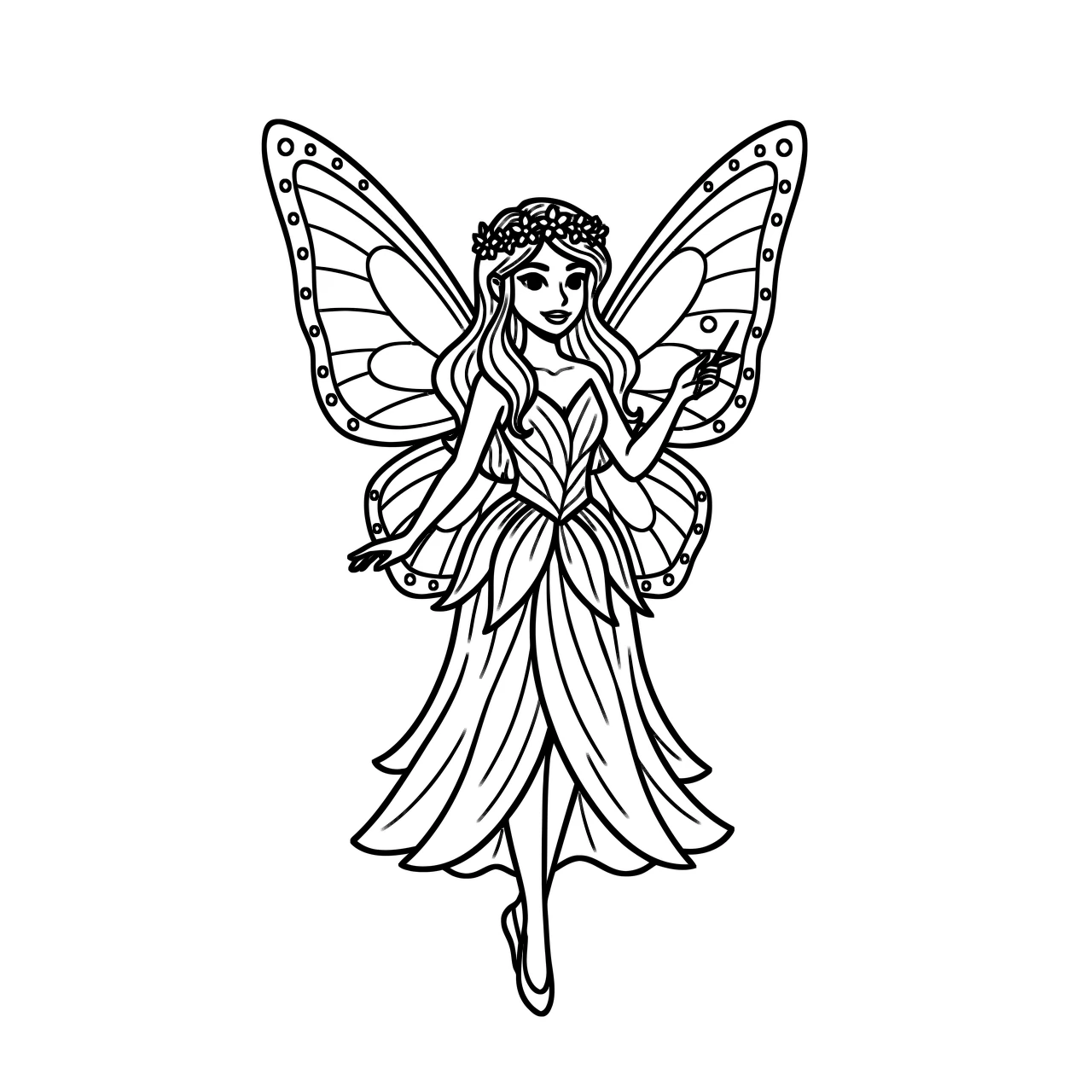 Fairy Butterfly, דף צביעה להדפסה לילדים