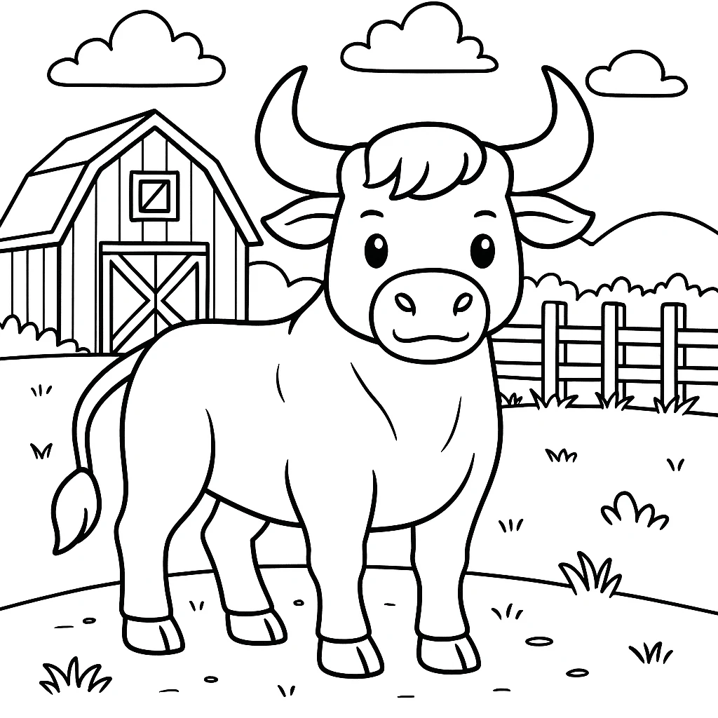 Farm Bull, דף צביעה להדפסה לילדים