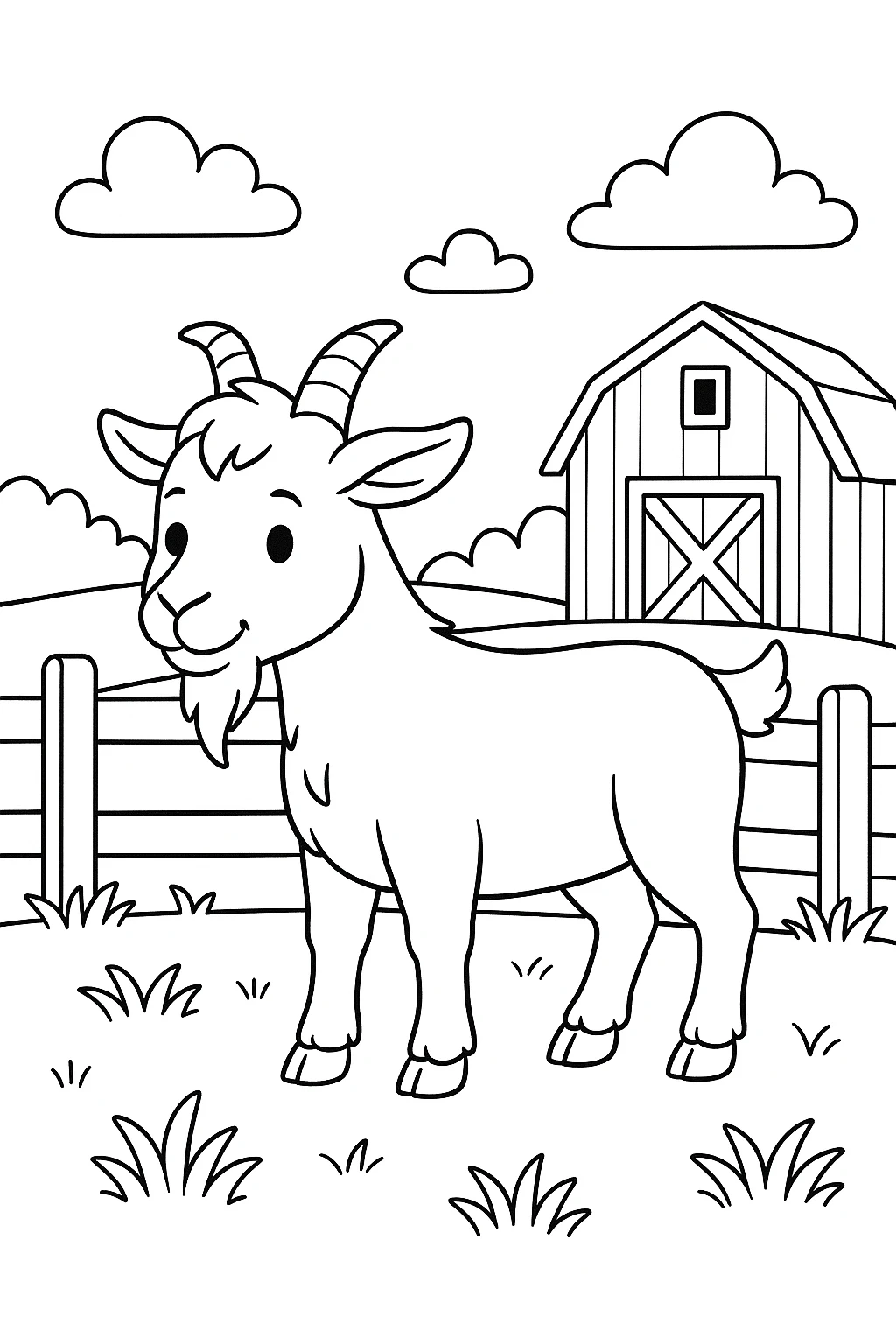 Farm Goat, דף צביעה להדפסה לילדים