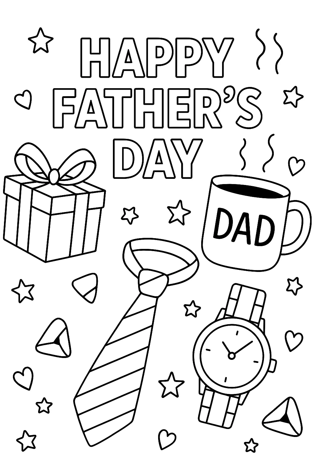 Father's Day Symbols, דף צביעה להדפסה לילדים