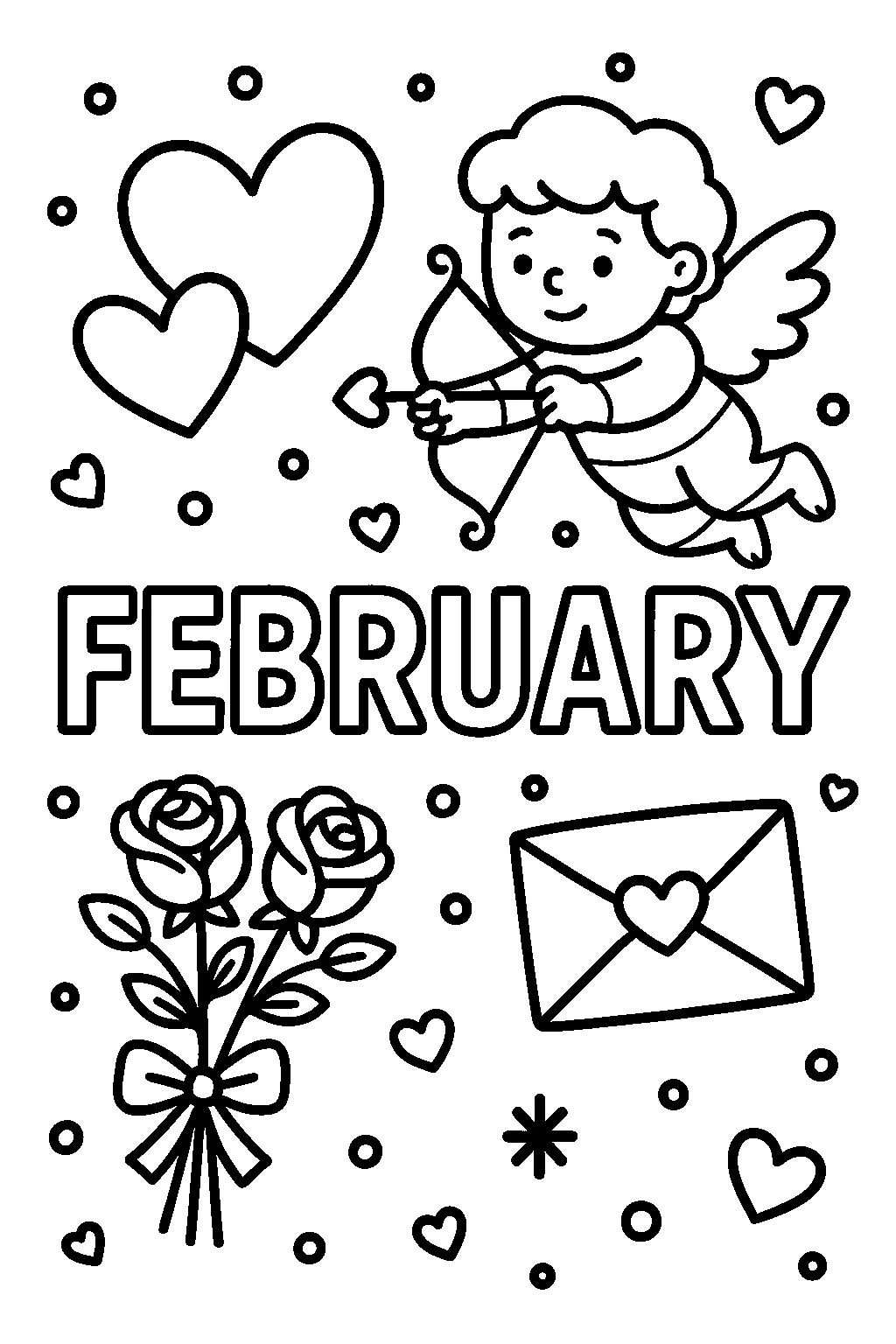 February, דף צביעה להדפסה לילדים