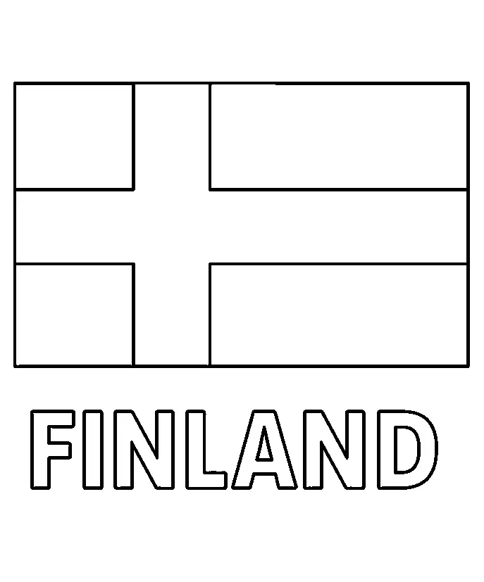 Finland Flag, דף צביעה להדפסה לילדים