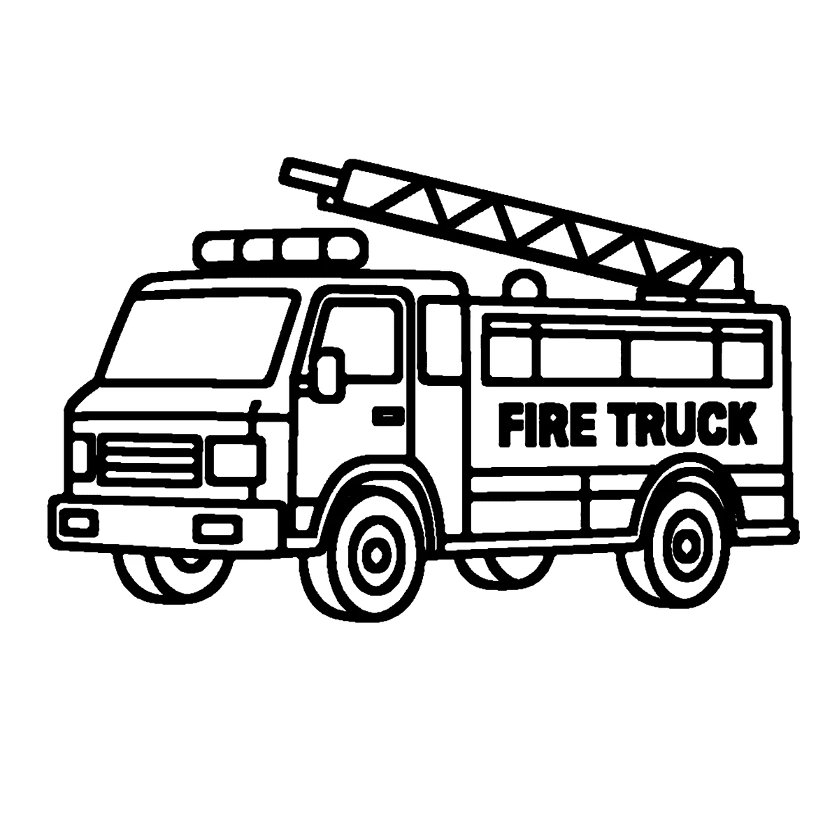 Fire Truck, דף צביעה להדפסה לילדים
