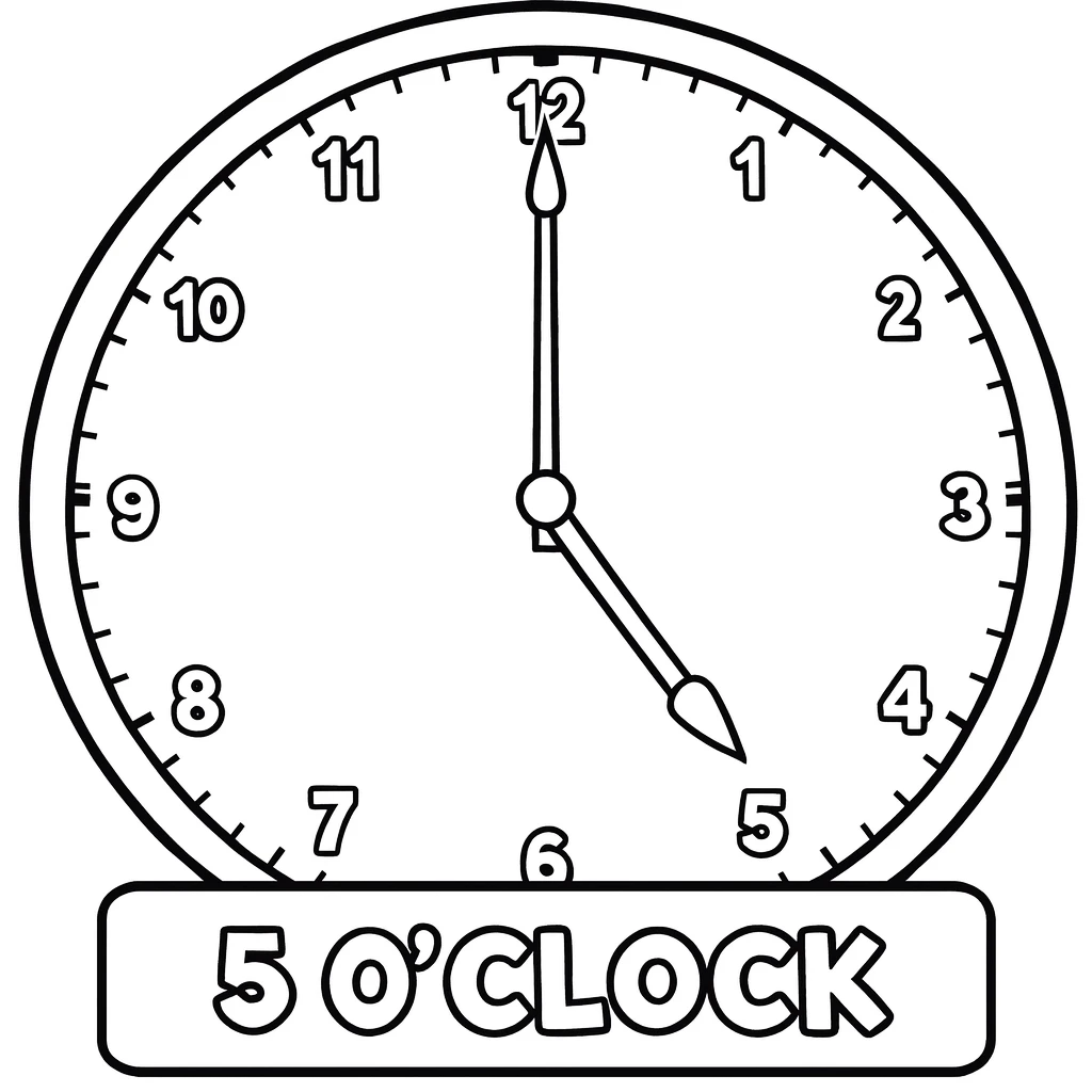 Five O'Clock, דף צביעה להדפסה לילדים