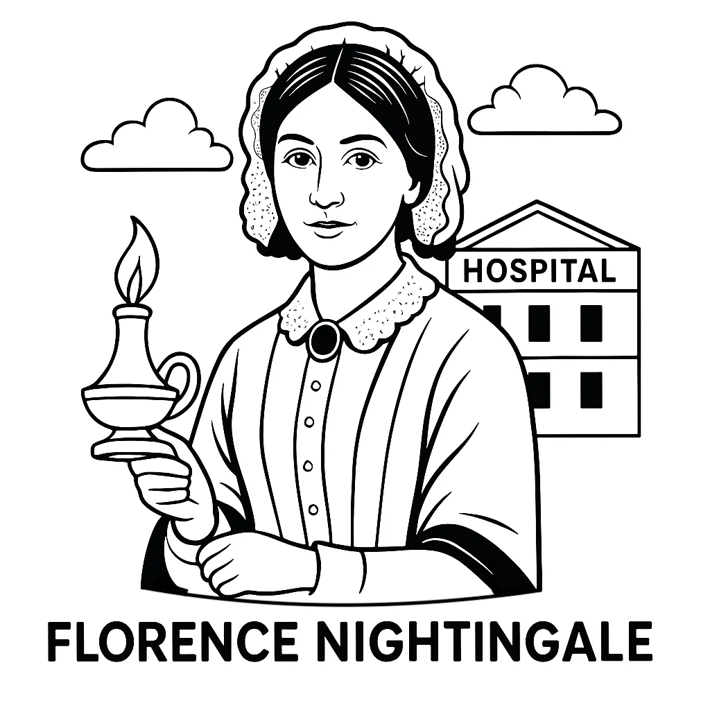 Florence Nightingale, דף צביעה להדפסה לילדים
