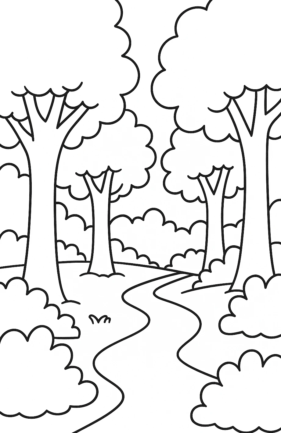 Forest Scene, דף צביעה להדפסה לילדים