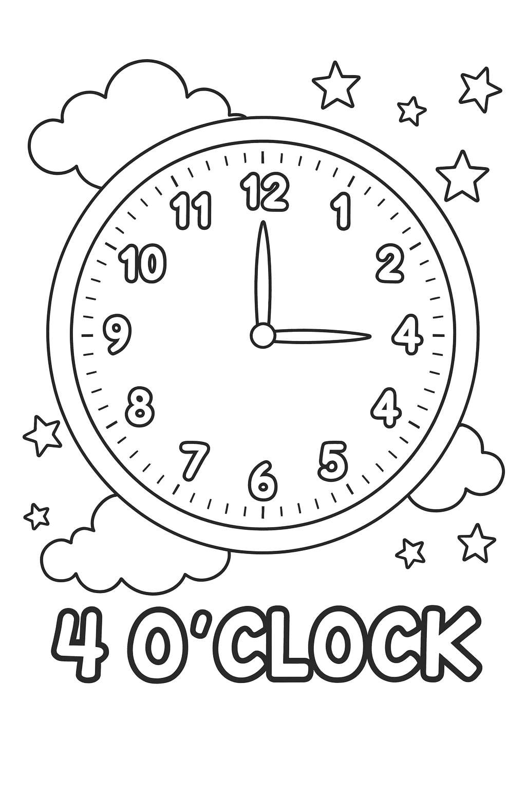 Four O'Clock, דף צביעה להדפסה לילדים
