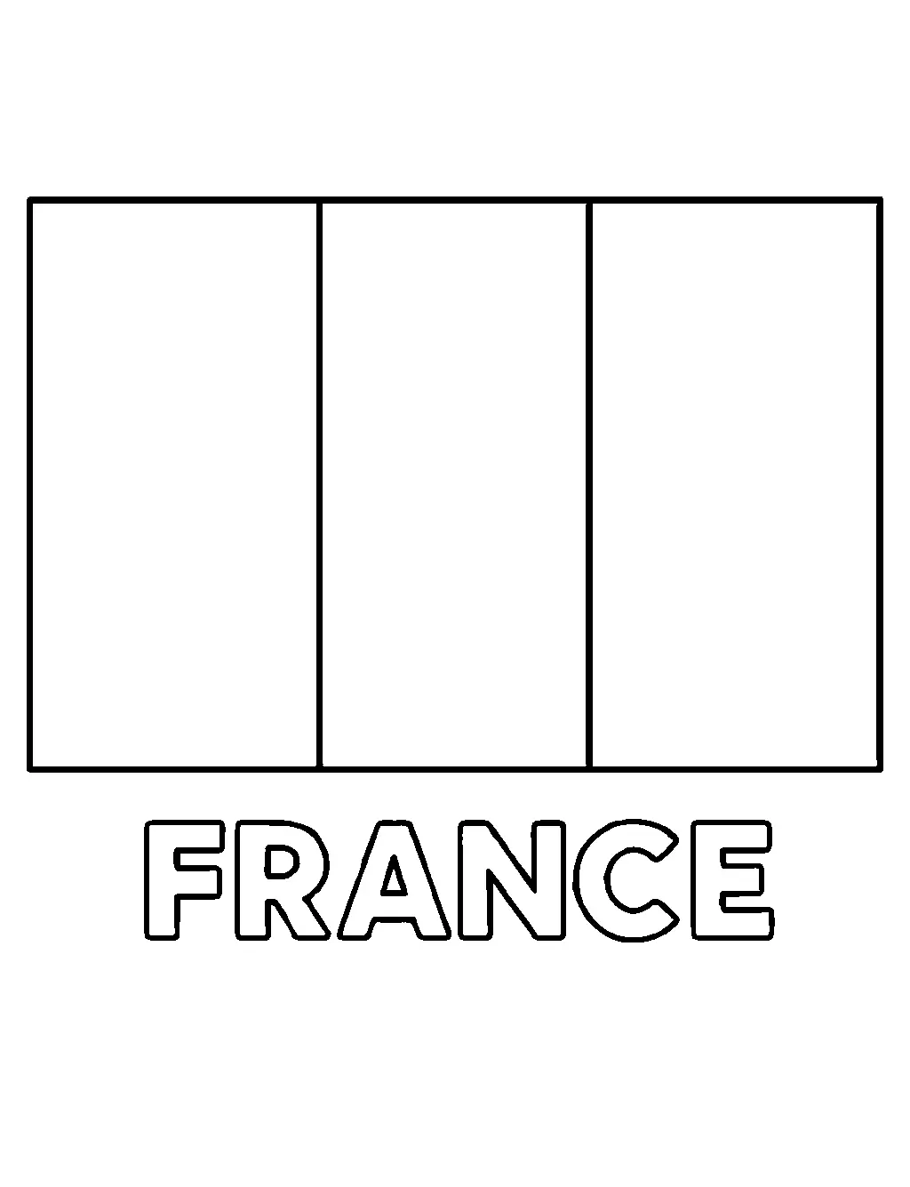France Flag, דף צביעה להדפסה לילדים