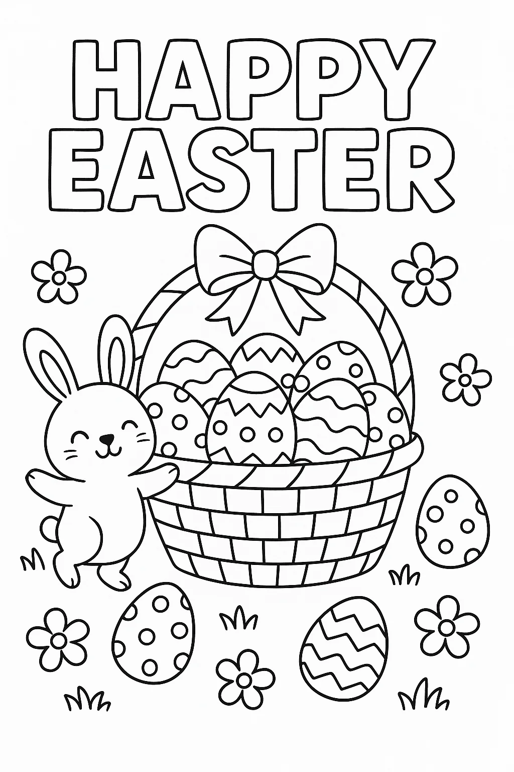 Fun Easter Bunny, דף צביעה להדפסה לילדים