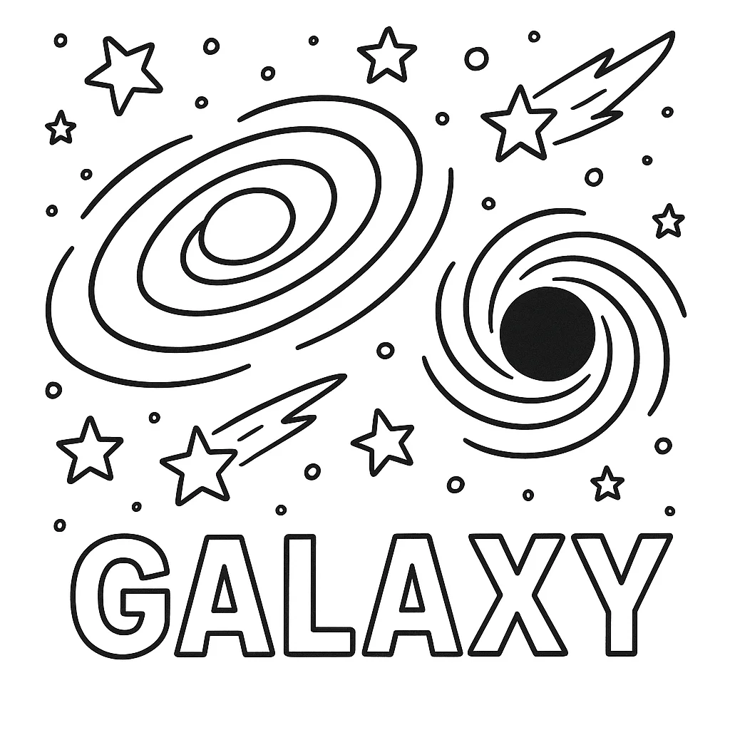 Spiral Galaxy, דף צביעה להדפסה לילדים