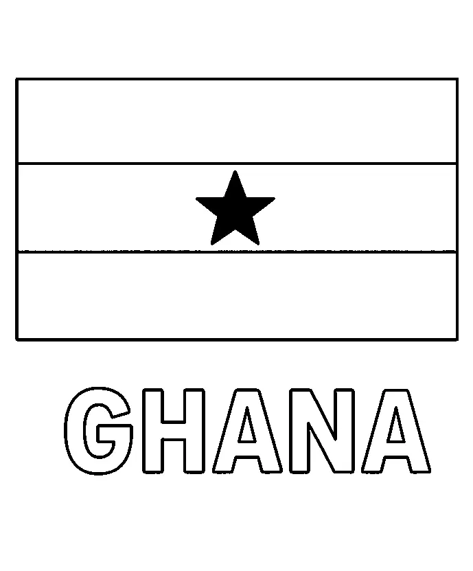 Ghana Flag, דף צביעה להדפסה לילדים