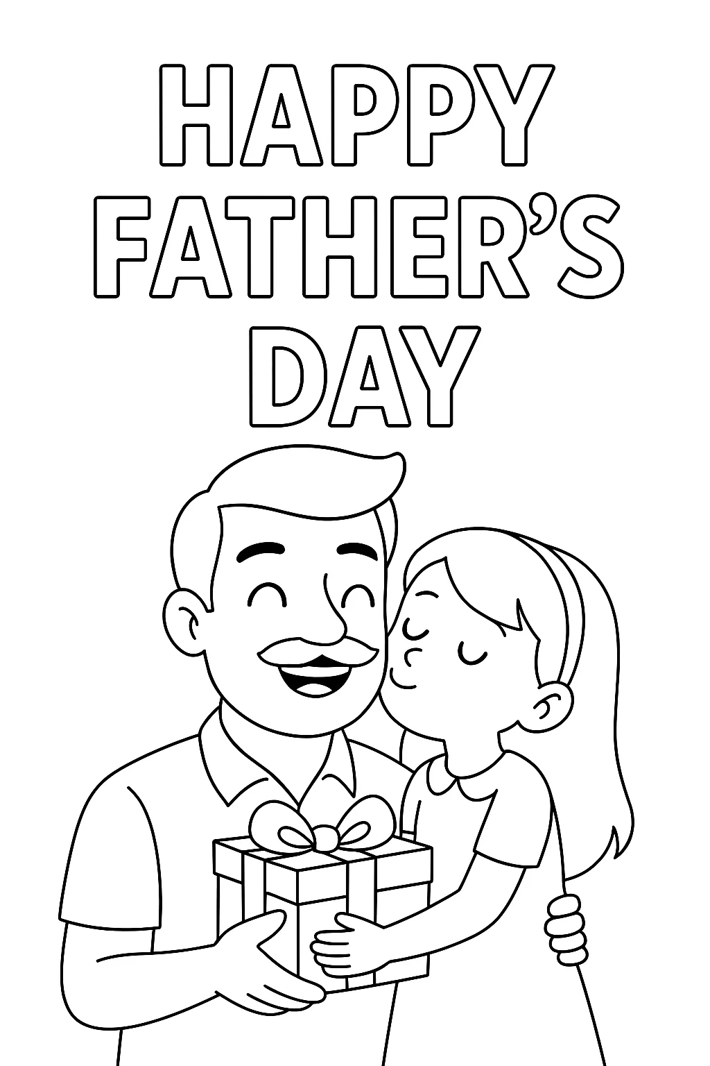 Girl with Father, דף צביעה להדפסה לילדים