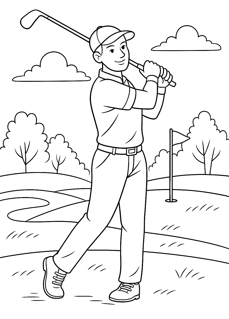 Golf Player, דף צביעה להדפסה לילדים