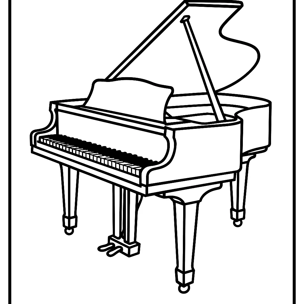 Grand Piano, דף צביעה להדפסה לילדים