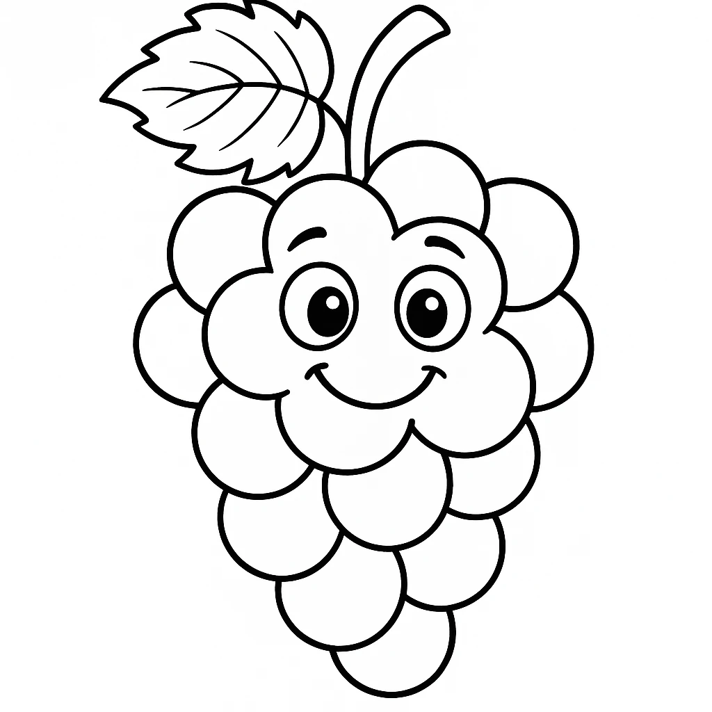 Grapes, דף צביעה להדפסה לילדים