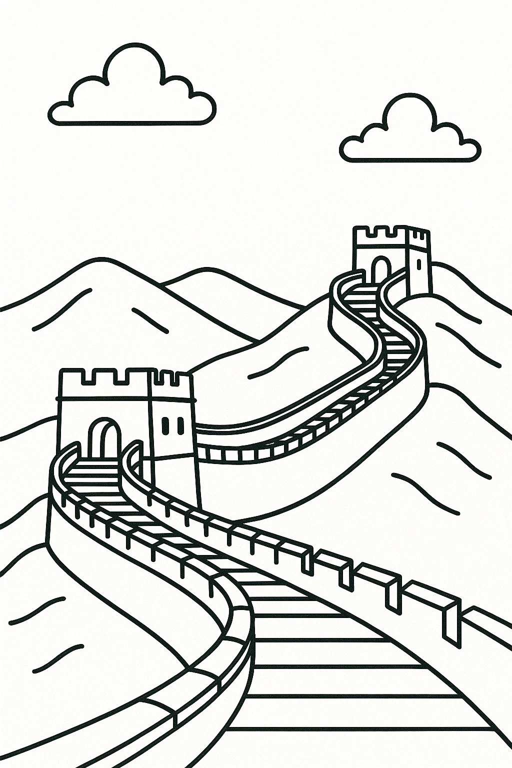 Great Wall of China, דף צביעה להדפסה לילדים