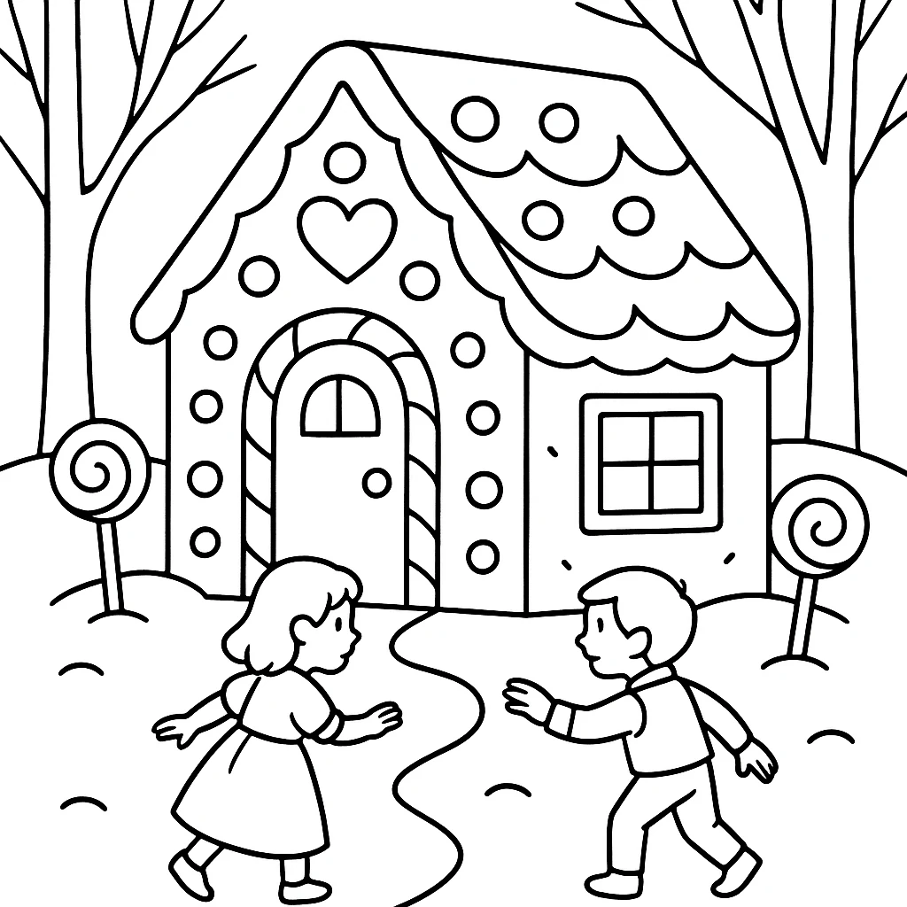 Hansel and Gretel, דף צביעה להדפסה לילדים