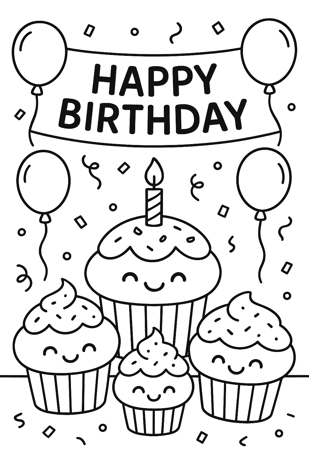 Happy Birthday Celebration, דף צביעה להדפסה לילדים