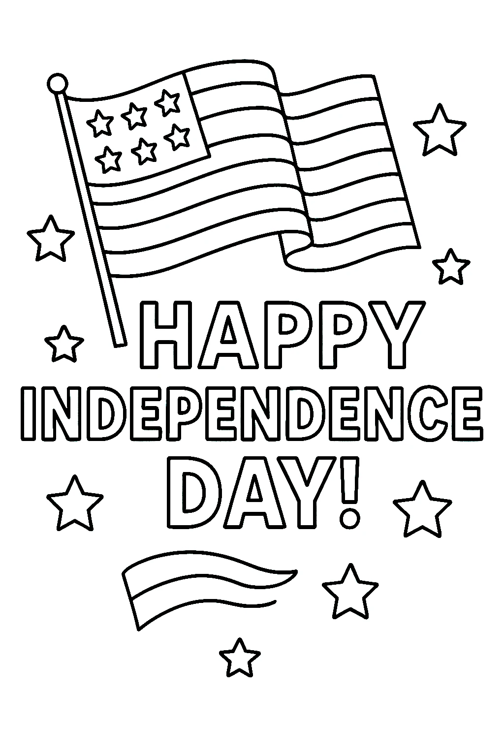 Feliz Día de la Independencia, página para colorear imprimible para niños