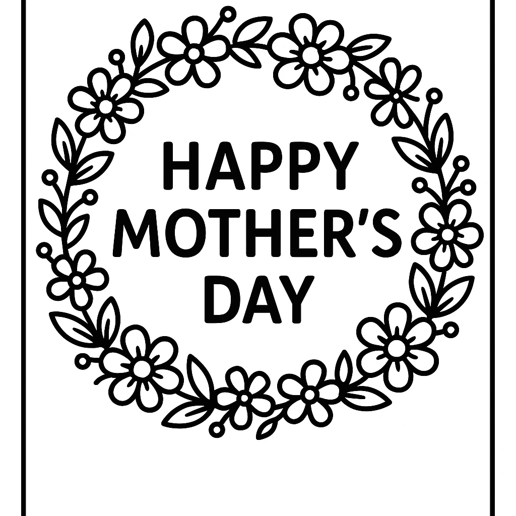 Happy Mother's Day, דף צביעה להדפסה לילדים