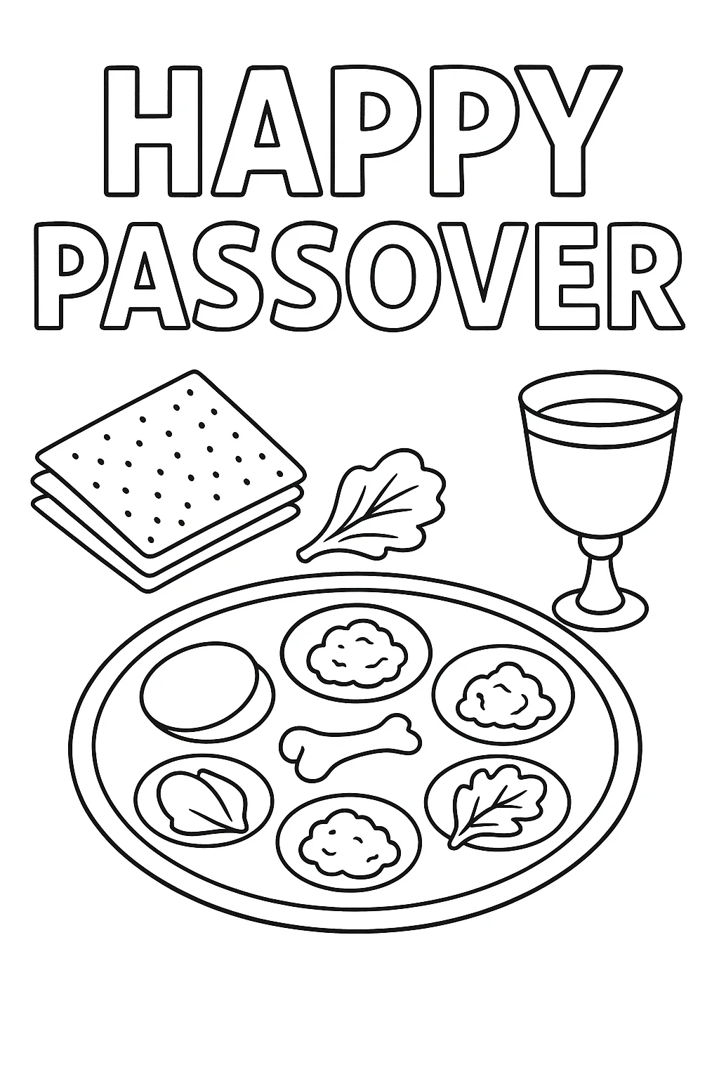 Happy Passover, דף צביעה להדפסה לילדים