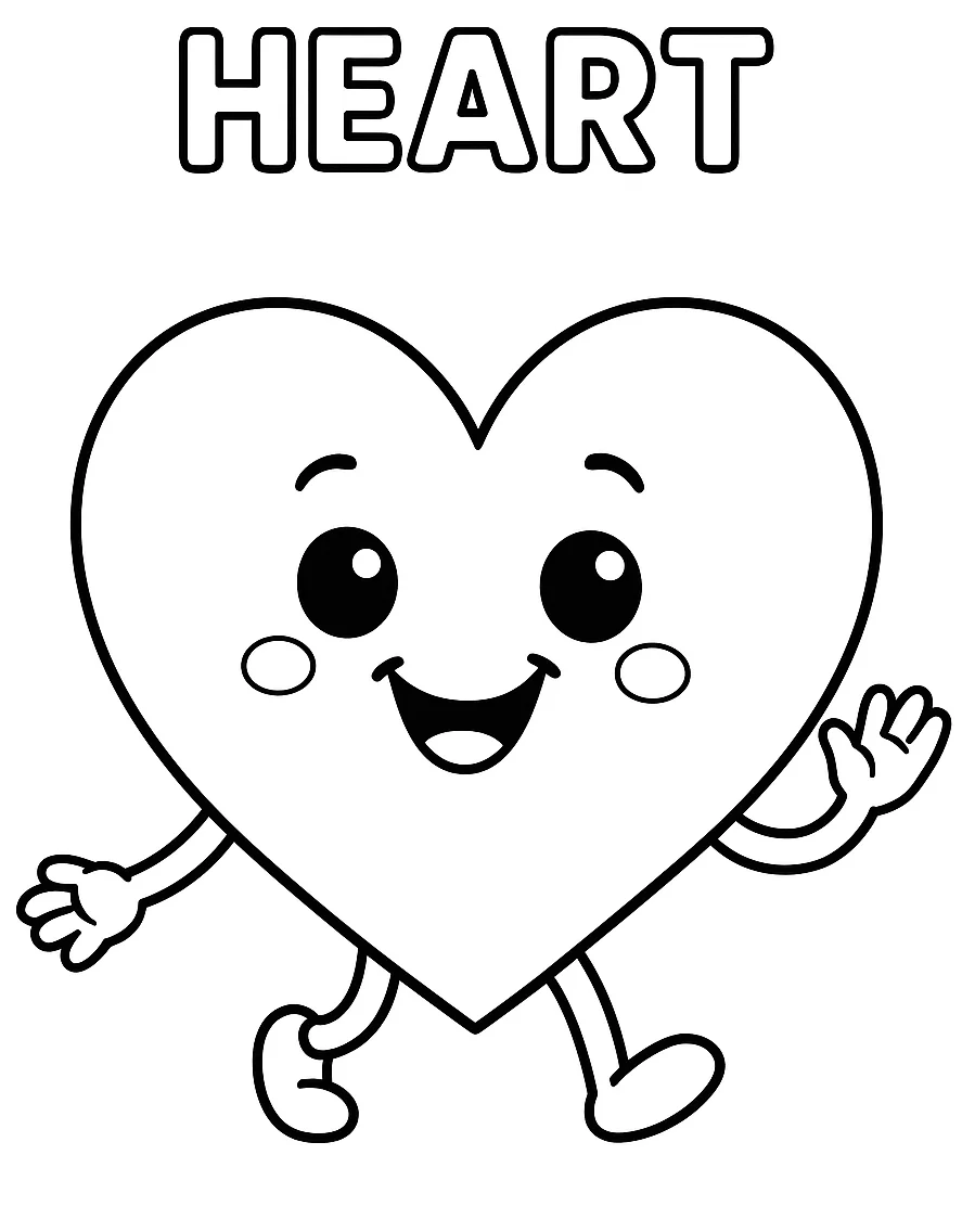 Heart Shape, דף צביעה להדפסה לילדים