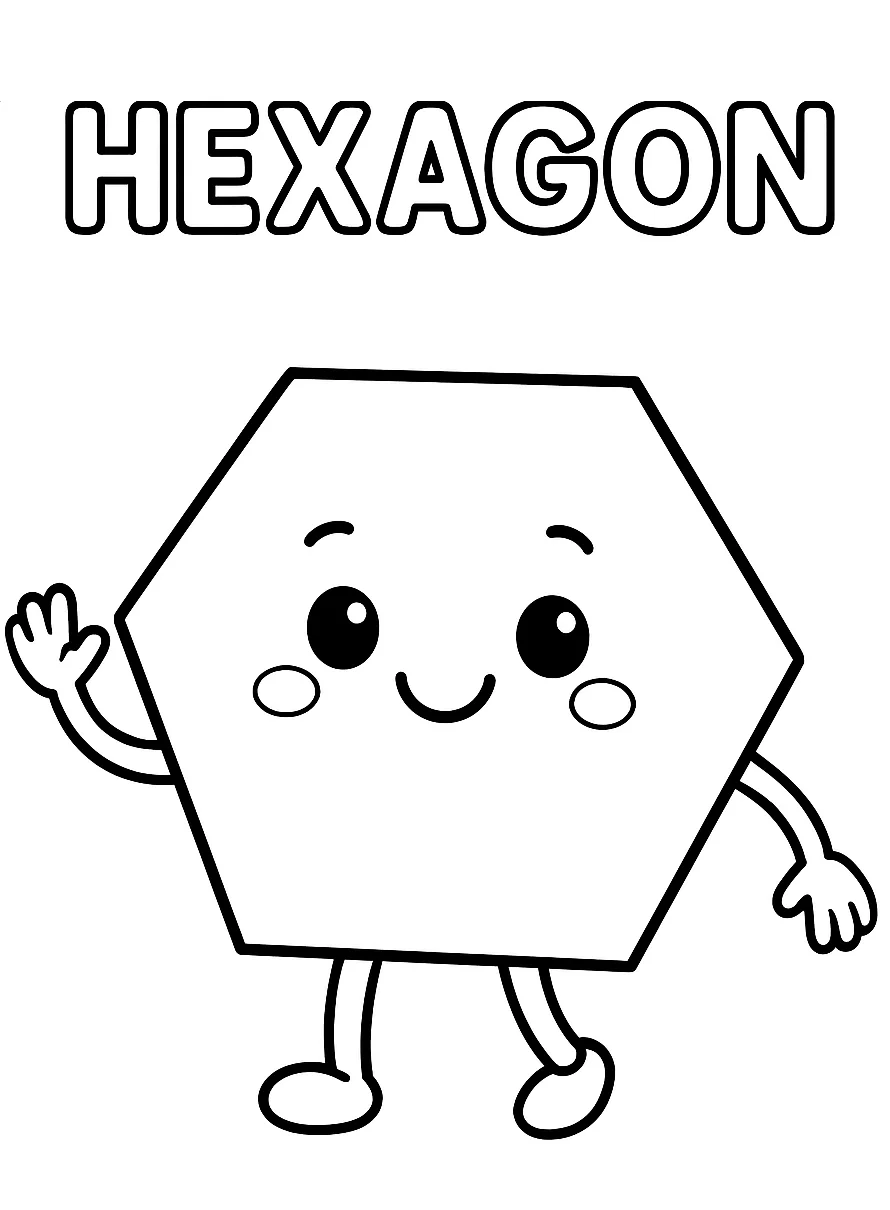 Hexagon Shape, דף צביעה להדפסה לילדים