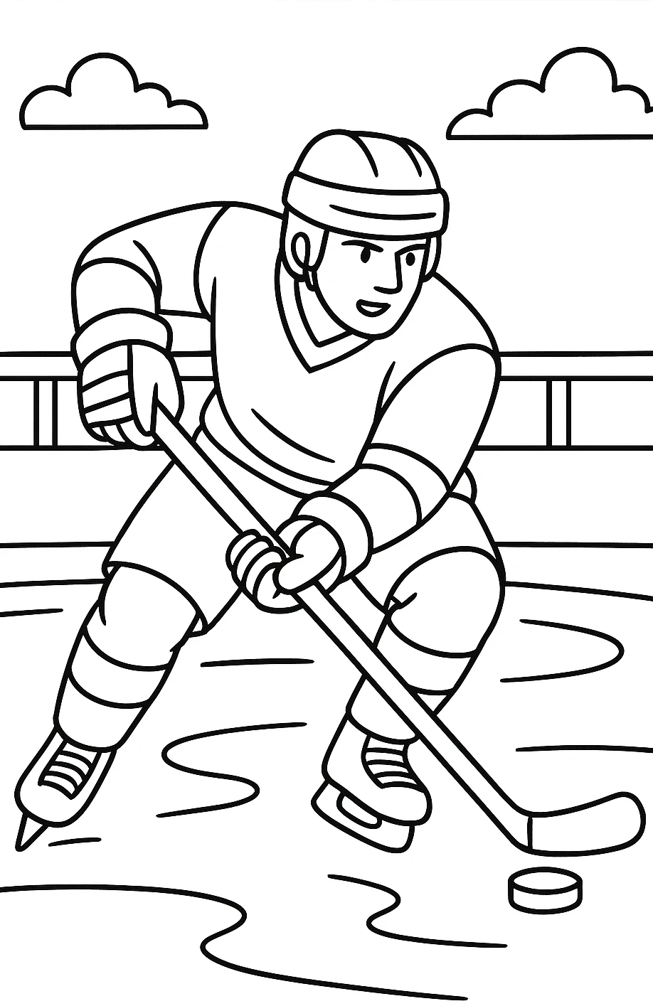 Hockey Player, דף צביעה להדפסה לילדים