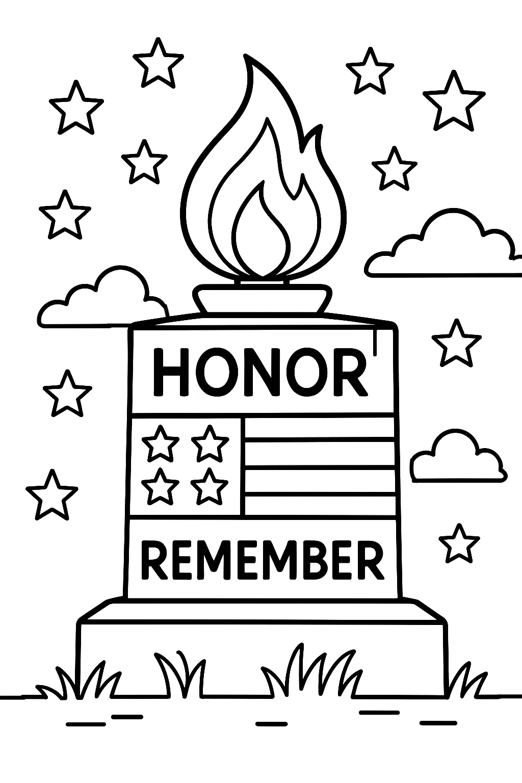 Honor and Remember Our Heroes, דף צביעה להדפסה לילדים