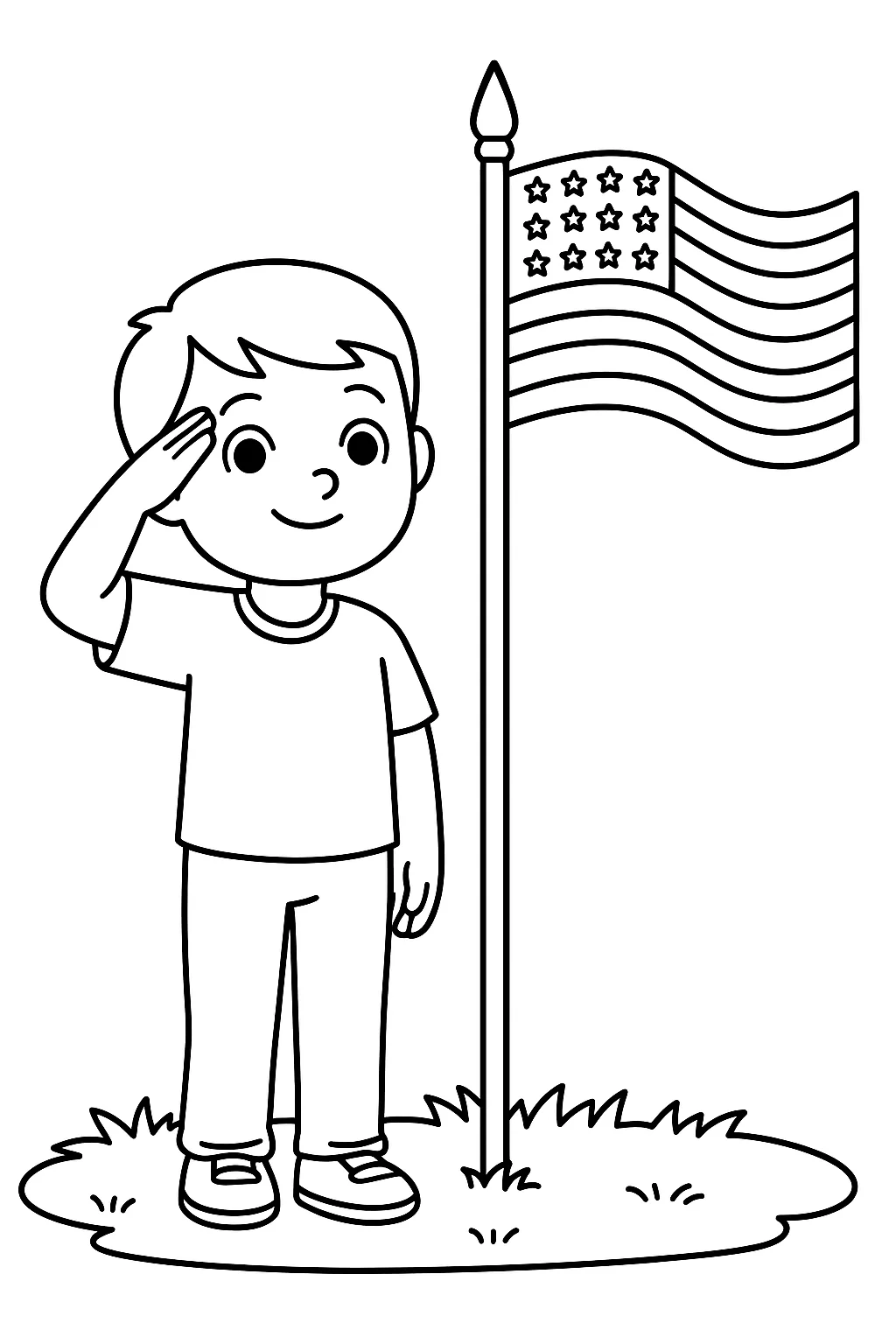 Child Honoring Our Heroes, דף צביעה להדפסה לילדים